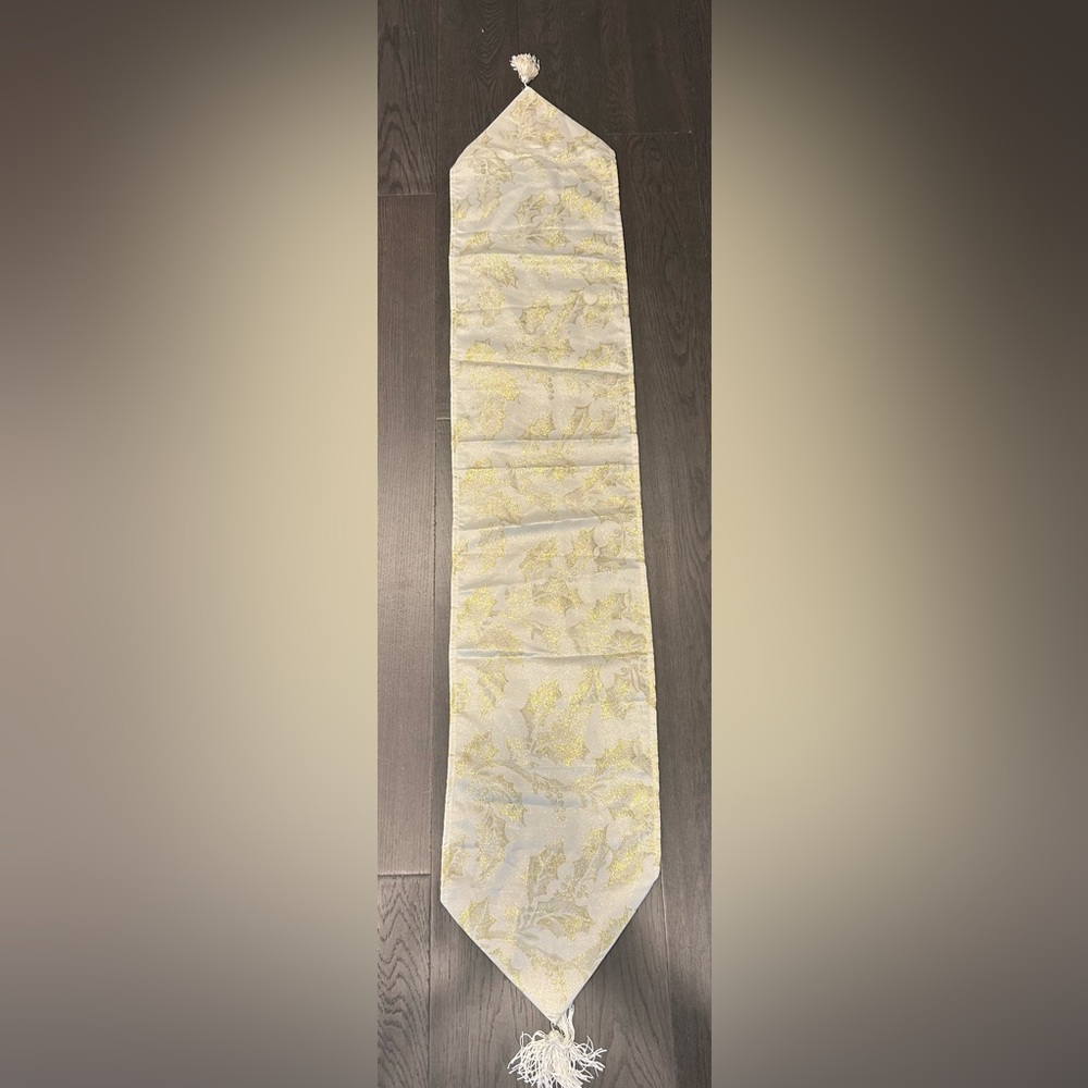Elegant Gold and Cream Table Runner